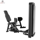 Titanium Strength Genesis Series Adduktorenmaschine in Seitenansicht mit Beinpolster und Gewichtsturm in Schwarz
