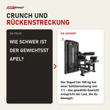 Frage und Antwort zu Titanium Strength Genesis Series Bauch und unterer Rücken: Wie schwer ist der Gewichtsstapel?