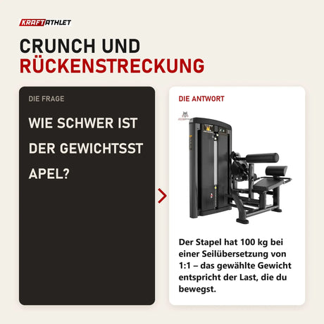 Frage und Antwort zu Titanium Strength Genesis Series Bauch und unterer Rücken: Wie schwer ist der Gewichtsstapel?
