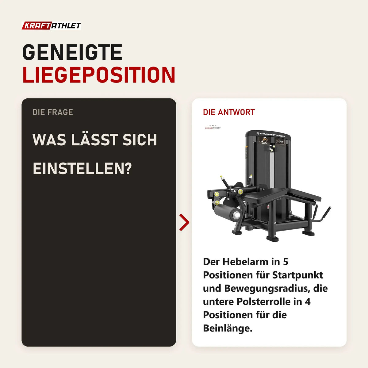 Frage und Antwort zu Titanium Strength Genesis Series Beinbeuger liegend: Was lässt sich einstellen?