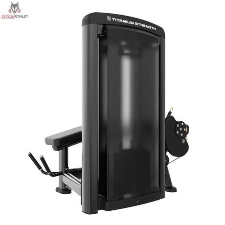 Titanium Strength Genesis Series Beinbeuger liegend Rückseite mit verkleidetem Gewichtsturm und Liegepolster in Schwarz