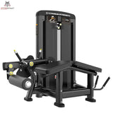 Titanium Strength Genesis Series Beinbeuger liegend in Schrägansicht mit Liegepolster, Beinrolle und Gewichtsturm in Schwarz
