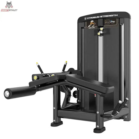 Titanium Strength Genesis Series Beinbeuger liegend in Seitenansicht mit Liegefläche, Haltegriffen und Hebelarm in Schwarz