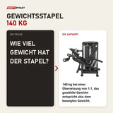 Frage und Antwort zu Titanium Strength Genesis Series Beinbeuger sitzend: Wie viel Gewicht hat der Stapel?