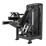 Titanium Strength Genesis Series Beinbeuger sitzend, Schrägansicht von links mit Oberschenkelpolster und Sitz