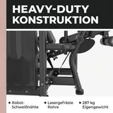 Titanium Strength Genesis Series Beinbeuger sitzend: Grafik zur Konstruktion mit Schweißnähten und 287 kg Eigengewicht