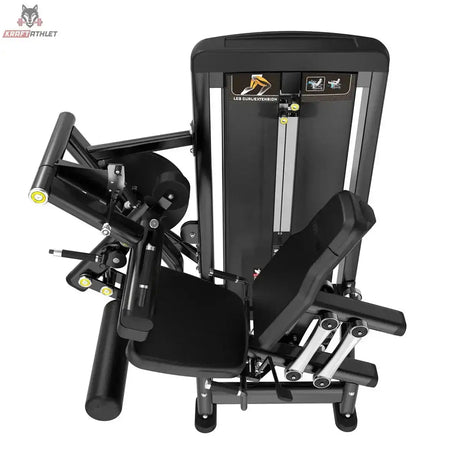 Titanium Strength Genesis Series Beinbeuger sitzend und Beinstrecker in Schwarz, Schrägansicht von vorn auf Sitz und Hebel