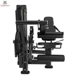 Titanium Strength Genesis Series Beinbeuger sitzend und Beinstrecker in Schwarz, Seitenansicht mit Rückenlehne