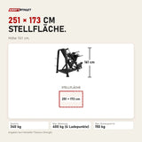 Maßbild Titanium Strength Genesis Series Beinpresse 45° Einseitig: Stellfläche 251 × 173 cm, Höhe 161 cm