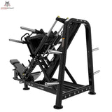 Titanium Strength Genesis Series Beinpresse 45° einseitig von hinten schräg mit Führungsschienen, Scheibenaufnahmen und Rahmen in Schwarz