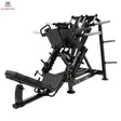 Titanium Strength Genesis Series Beinpresse 45° einseitig in Schrägansicht mit Rückenpolster, Fußplatte und Scheibenaufnahmen in Schwarz
