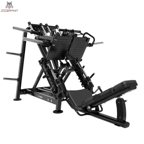 Titanium Strength Genesis Series Beinpresse 45° einseitig in Seitenansicht mit Liegepolster, Schlitten und Scheibenaufnahmen in Schwarz