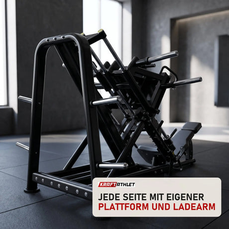 Titanium Strength Genesis Series Beinpresse 45° Einseitig in einem fertig eingerichteten Studio mit dunklen Wänden und Gummiboden