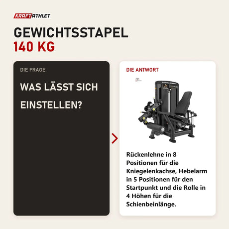 Frage und Antwort zu Titanium Strength Genesis Series Beinstrecker: Was lässt sich einstellen?