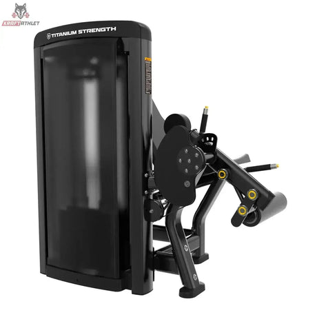 Titanium Strength Genesis Series Beinstrecker Rückseite mit verkleidetem Gewichtsturm und Hebelarm in Schwarz