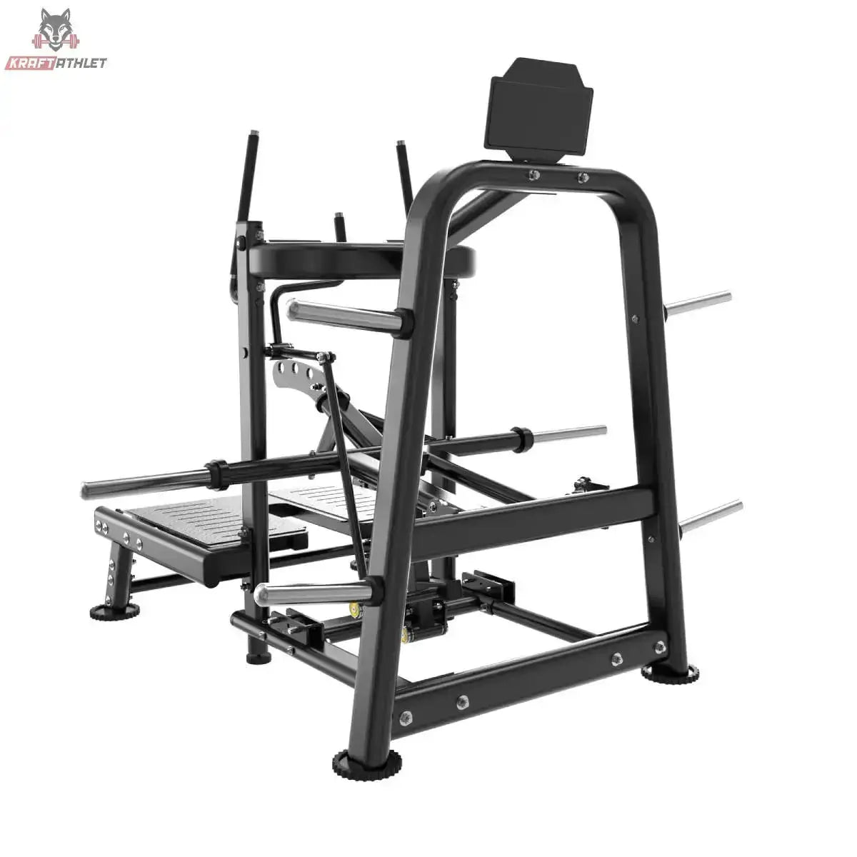 Titanium Strength Genesis Series Belt Squat in seitlicher Ansicht mit Scheibenhaltern und Polster