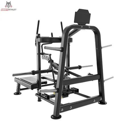 Titanium Strength Genesis Series Belt Squat in seitlicher Ansicht mit Scheibenhaltern und Polster