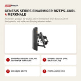 Titanium Strength Genesis Series Einarmiger Bizeps-Curl mit 4 Merkmalen: Einarmiger Bizeps-Curl mit geführter Bewegung, Offenes Design ohne Brustauflage, Drehbare Griffe, Feste Armpolster