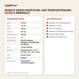 Technische Daten und Merkmale von Titanium Strength Genesis Series Bizepscurl und Trizepsextension als Tabelle