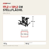 Maßbild Titanium Strength Genesis Series Duale Lendenwirbel-Hyperextension: Stellfläche 171,2 × 139,2 cm, Höhe 145 cm