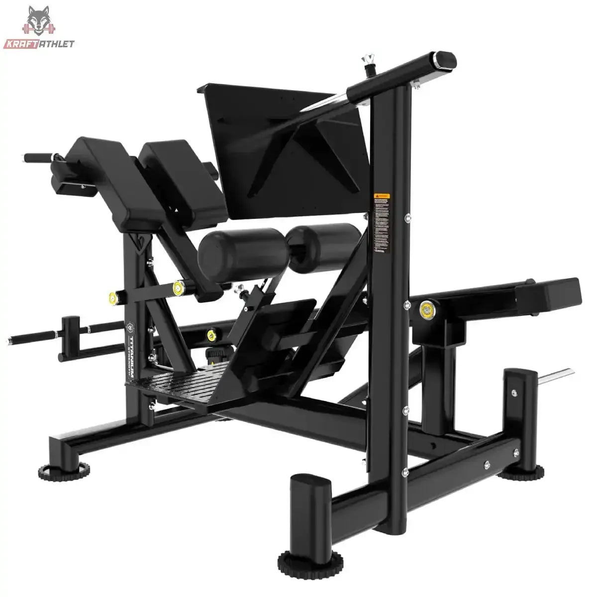Titanium Strength Genesis Series Duale Lendenwirbel-Hyperextension in Schwarz, Schrägansicht von links mit Rückenpolster