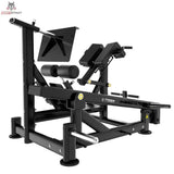 Titanium Strength Genesis Series Duale Lendenwirbel-Hyperextension in Schwarz, Seitenansicht mit Hantelaufnahme