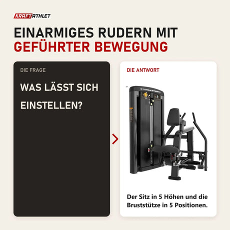 Frage und Antwort zu Titanium Strength Genesis Series Einarmiges Sitzrudern: Was lässt sich einstellen?