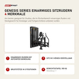 Titanium Strength Genesis Series Einarmiges Sitzrudern mit 4 Merkmalen: Einarmiges Rudern mit geführter Bewegung, Sitz in 5 Höhen verstellbar, Bruststütze in 5 Positionen, Gewichtsstapel 100 kg