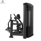 Titanium Strength Genesis Series Einarmiges Sitzrudern in Schwarz, Rückansicht mit Gewichtsstapelverkleidung