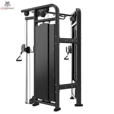 Titanium Strength Genesis Series Functional Trainer, Rückansicht mit Abdeckung der Gewichtsblöcke
