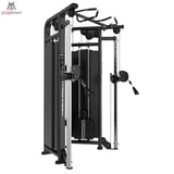 Titanium Strength Genesis Series Functional Trainer, Schrägansicht mit Klimmzuggriffen und Gewichtsturm