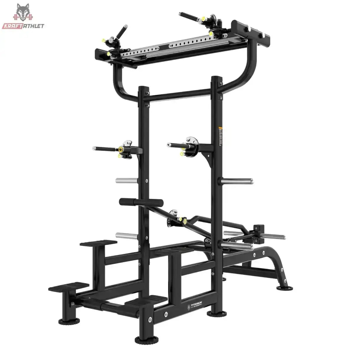 Titanium Strength Genesis Series Geführte Dips und Klimmzüge – Schrägansicht von hinten mit Multigriff-Klimmzugstange