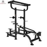 Titanium Strength Genesis Series Geführte Dips und Klimmzüge – Schrägansicht mit Klimmzuggriffen, Kniepolster und Scheibenaufnahmen