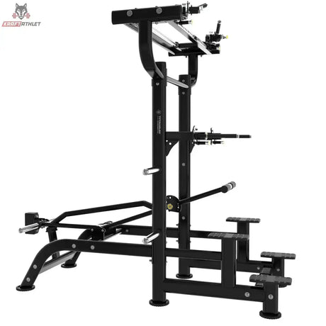 Titanium Strength Genesis Series Geführte Dips und Klimmzüge – Seitenansicht mit Hebelarm, Fußplattform und Scheibenaufnahmen