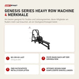Titanium Strength Genesis Series Heavy Row Machine mit 4 Merkmalen: Bis 250 kg Last, Feste Bahn nach Art der Gironda Row, Zwei rutschfeste Metallfußplatten, Offenes Design ohne komplizierte Einstellungen