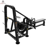 Titanium Strength Genesis Series Heavy Row Machine – Schrägansicht von hinten mit Hebelarmen und Liegebank