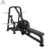 Titanium Strength Genesis Series Heavy Row Machine – Schrägansicht mit Brustpolster, Rudergriffen und Scheibenaufnahmen