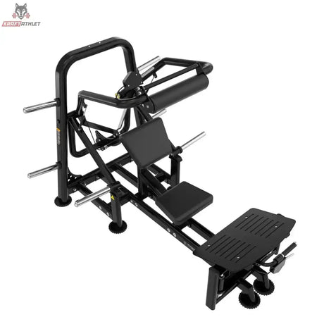 Titanium Strength Genesis Series Hip Thrust – Ansicht von schräg oben auf Fußplatte und Rückenpolster, schwarz