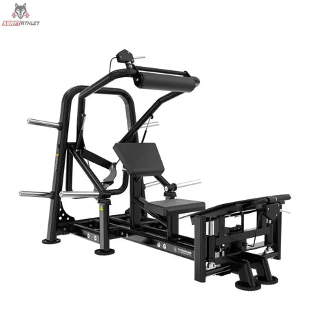 Titanium Strength Genesis Series Hip Thrust – Schrägansicht mit Rückenpolster, Hüftpolster und Fußplatte, schwarz