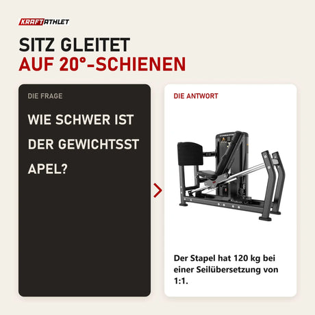 Frage und Antwort zu Titanium Strength Genesis Series Horizontale Beinpresse: Wie schwer ist der Gewichtsstapel?