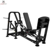 Titanium Strength Genesis Series Horizontale Beinpresse mit Scheibenbeladung, Seitenansicht mit Fußplatte, Rückenlehne und Scheibenhaltern