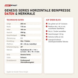 Technische Daten und Merkmale von Titanium Strength Genesis Series Horizontale Beinpresse als Tabelle