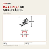 Maßbild Titanium Strength Genesis Series IsoLateral Incline Pec Fly: Stellfläche 166,4 × 235,8 cm, Höhe 160,5 cm