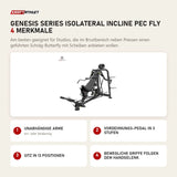 Titanium Strength Genesis Series IsoLateral Incline Pec Fly mit 4 Merkmalen: Unabhängige Arme, Vordehnungs-Pedal in 3 Stufen, Sitz in 13 Positionen, Bewegliche Griffe folgen dem Handgelenk