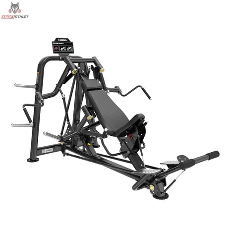 Titanium Strength Genesis Series IsoLateral Incline Pec Fly – Seitenansicht mit Schrägbank und Fußstütze, schwarz