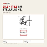 Maßbild Titanium Strength Genesis Series IsoLateral Latzug: Stellfläche 211,3 × 173,5 cm, Höhe 194,5 cm
