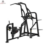 Titanium Strength Genesis Series IsoLateral Latzug – Schrägansicht von vorne links mit Beinpolster, schwarz
