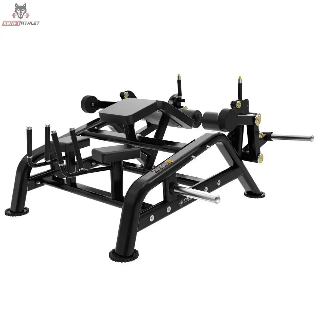 Titanium Strength Genesis Series IsoLateral Prone Leg Curl – Schrägansicht von der anderen Seite mit Liegepolster, schwarz
