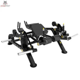 Titanium Strength Genesis Series IsoLateral Prone Leg Curl – Schrägansicht mit Liegepolster und Beinrollen, schwarz