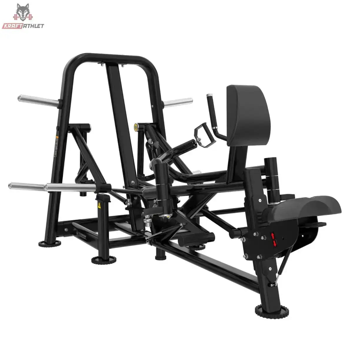 Titanium Strength Genesis Series IsoLaterales Rudern mit drehbaren Griffen – Schrägansicht mit Brustpolster, Sitz und drehbaren Griffen